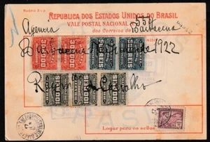 Brazil Money order recipet with revenue and postage stamps - Picture 1 of 2