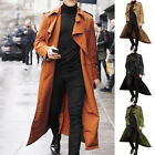 Mens Windproof Long Trench Coat Parka Jacket Casual Loose Overcoat Outwear US /