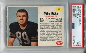 1962 Post Cereal #111 Mike Ditka Rookie PSA 7 NM *Hand Cut* Chicago Bears - Foto 1 di 2