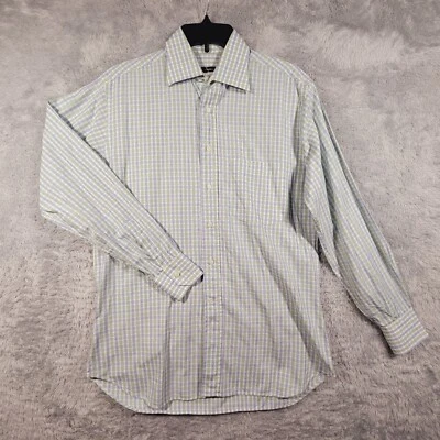 Camisa Ingram Para Hombre 15.5-39 Verde Azul Algodón A Cuadros Abotonada Manga Larga Italia Foto 1 de 4