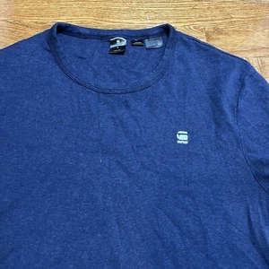 G Star Raw Shirt Mens XL Blue Crewneck Tee Long Sleeve Logo - Picture 1 of 7