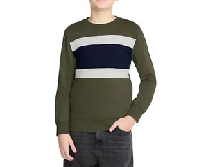 Gap Kids Boys Crew Sweatshirt Size XL 14/16 Green Stripe - Picture 1 of 4