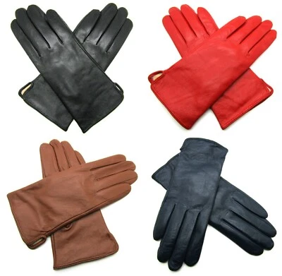 Ladies Super Soft Premium Quality Real Leather Classic Gloves Winter Fully Lined - Image 1 of 4