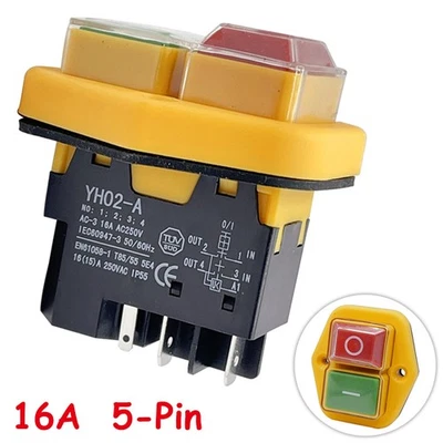 16A 5-Pin Durable Safety On/Off Switch Push Button Machine Grinder Switch - Image 1 of 4