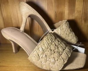 A New Day - Women's Ayla Raffia Slide Heels Shoes Mules Memory Foam - Tan 11 NWT - Picture 1 of 10