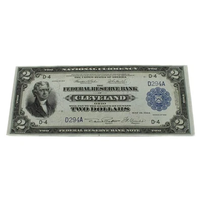 Billete de 2 dólares de la Reserva Federal de 1918 Banco de Cleveland Ohio billete grande de Estados Unidos sin precio base #C753-3 Foto 1 de 4