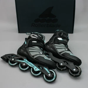 New Rollerblades Ladies 9 Zetrablade Black Teal Inline Skates 80mm - 07958700821 - Picture 1 of 12