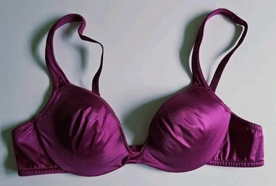 Винтажный бюстгальтер Victoria's Secret 36 A пурпурный с подкладкой деми блеск 2000 секунд кожа атлас - Изображение 1 из 4