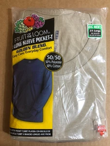 Fruit of the Loom Big Herren 2XL - One Pocket Langarmhemd, Khaki, Ohne Etikett ** - Bild 1 von 2