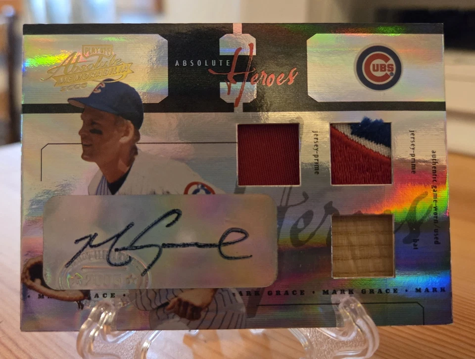 2005 Absolute Memorabilia Heroes Auto Swatch Triple Spectrum Mark Grace 1 of 1 - Image 1 of 3