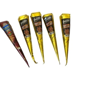 Golecha Henna 5 Pack Tattoo Paste 4 Black 1 Brown Cones - Picture 1 of 2