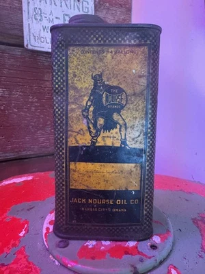 Lata de aceite independiente Nourse Oil Co Kansas City Viking Orange de 1 a 4 galones Foto 1 de 4