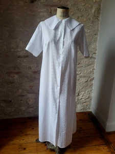 Canat déshabillé robe de chambre coton vintage 60 cotton nightgown T42/44 sz XL - Imagen 1 de 16