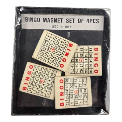 Juego de 4 imanes de bingo vintage Lego 1987 en caja Foto 1 de 4