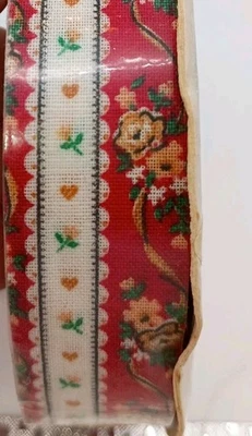 Vintage Garden Stripe Ribbon Hearts, Flowers-25 Yards-7/8" Wide Prairie Vibes - Image 1 of 4