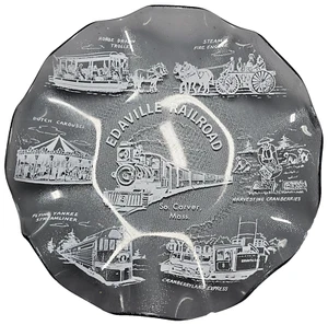 RECUERDO FERROVIARIO EDAVILLE VINTAGE FESTONEADO/PLACA ESTRIADA-7"-RR-S. CARVER, MA - Imagen 1 de 3
