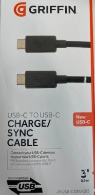 GRIFFIN USB-C to USB-C Charge/Sync Cable - 3FT - Black - Image 1 of 2
