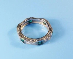 Anillo Banda de Eternidad Completa Corte Princesa Estilo Filigrana Vintage Inspirar Banda Hecha a Mano - Imagen 1 de 4