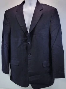 VR6) Stafford Herren Anzug Sakko schwarz dunkelblau 42 L 100% Kammgarn Wolle - Bild 1 von 13