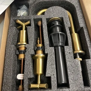 Duttao DF-1309CCH-BG Brass Gold 8 Inch Two Handled Faucet With Push Pop Up Drain - Picture 1 of 7