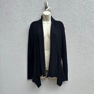 Akris Punto Womens Black Open Front Cardigan Size 12 Long Sleeve Quiet Luxury - Picture 1 of 13