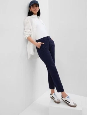 Pantalones GAP tiro alto elástico sarga novia caquis índigo azul marino 2 PETITE Foto 1 de 4
