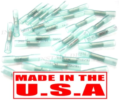 100 BLUE 3M HEAT SHRINK BUTT CONNECTORS WIRE 14-16 GAUGE WATERPROOF WIRING - Image 1 of 4