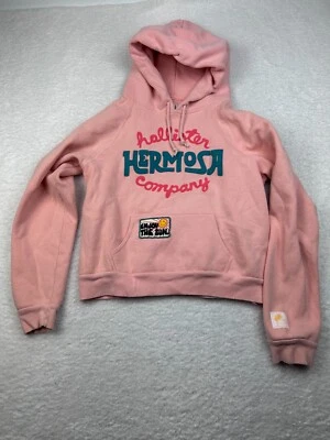 Hollister Hermosa Sudadera con Capucha Para Mujer L Rosa Pullover Rosa Y2K Crop Foto 1 de 4
