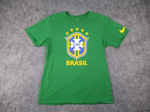 Brazil Soccer Shirt Mens Large Green Nike National Team Short Sleeve T Football Cover