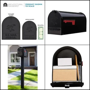 Heavy-Duty Large Jumbo Post Mount Rural Mailbox Galvanized Steel Package Black - Picture 1 of 11