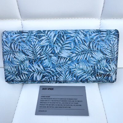 Jack Spade Palm Leaf Print Leather Men's Fold Continental Card Case Wallet RARE - Image 1 of 4