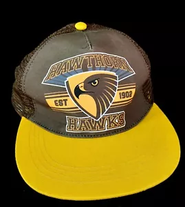 AFL Hawthorn Hawkes Trucker Estilo Gorra Snapback Malla Panel Marrón y Amarillo - Imagen 1 de 4
