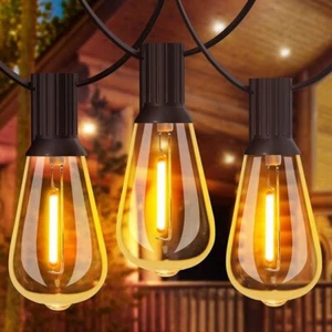 98 Fuß netzbetriebene Festoon Lichter - 3000K warmweiße LED, 100 ST64 Glühbirnen Außenbereich - Bild 1 von 5