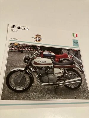 MV Agusta 750 GT 1972 Carta Moto De Colección Atlas Italia - Imagen 1 de 2