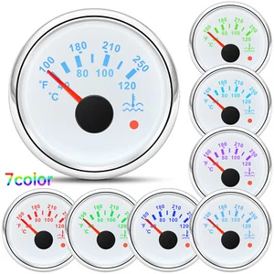 2" 52mm White Water Temperature Gauge 40-120℃ 7 Colors LED For Boat Car Truck - Picture 1 of 17