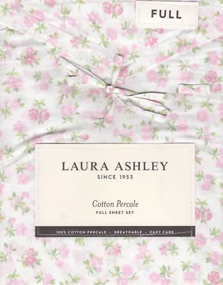 Laura Ashley Full Sheet Set Ditsy Doodle Pink Floral 4pc Farmhouse Chic Cottage - Image 1 of 4
