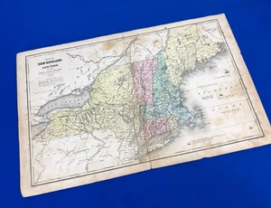 1844 NEW ENGLAND & NY Colored Map ~ Olney's School Geography, D.F. Robinson CT - Picture 1 of 23