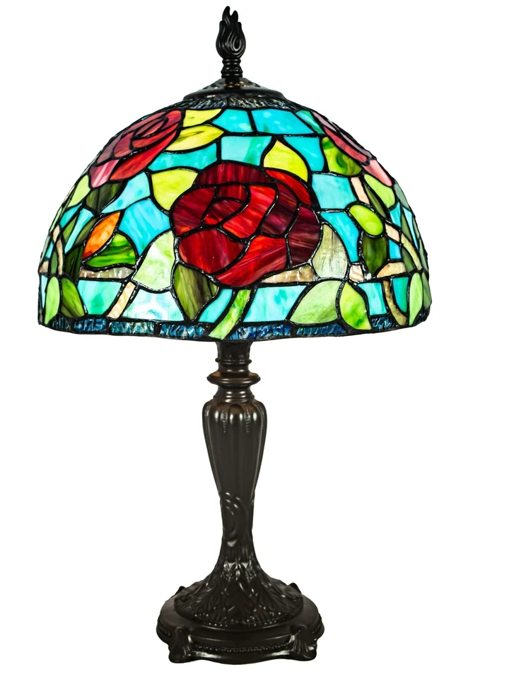 Dale Tiffany Traditional Tiffany Style Table Lamp 19.5" Tall Saros Rose Antiq... - Image 1 of 4