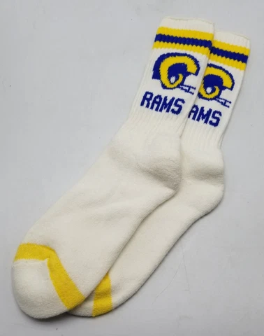 Vintage LOS ANGELES RAMS New Old Stock 1980's Era Tube Socks NFL 3 Striped NOS Cover