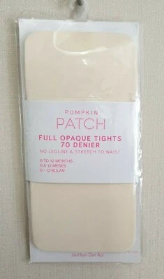 BNWT Pumpkin Patch Brand Baby Girls 6 to 12 Mth Opaque Cream Footed Style Tights - Image 1 of 2