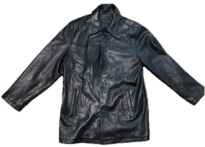 Chaqueta Brandini Suave Negra 100% Cuero Talla Grande Abotonada Foto 1 de 4