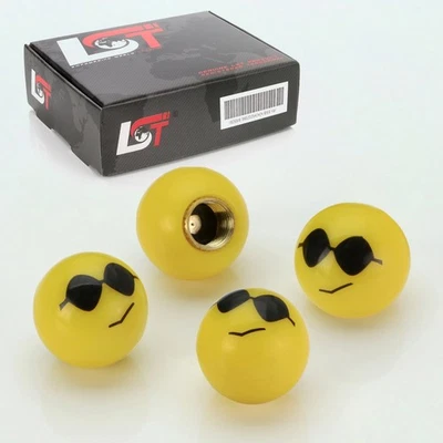4x Tapas de válvula Válvula de neumático de aluminio Emoji Smiley Cool Yellow para Jeep Foto 1 de 3