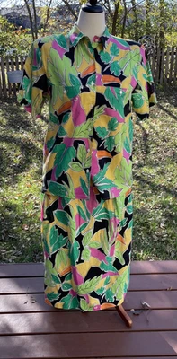 Falda Blazer Traje Mujer Talla 14 Verde Abotonada De Colección Años 80 Suburbanos Colorido Midi Foto 1 de 4