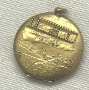 GORGEOUS ART DECO AVIATION GOLD FILLED LOCKET PENDANT.c1920 - Picture 1 of 6