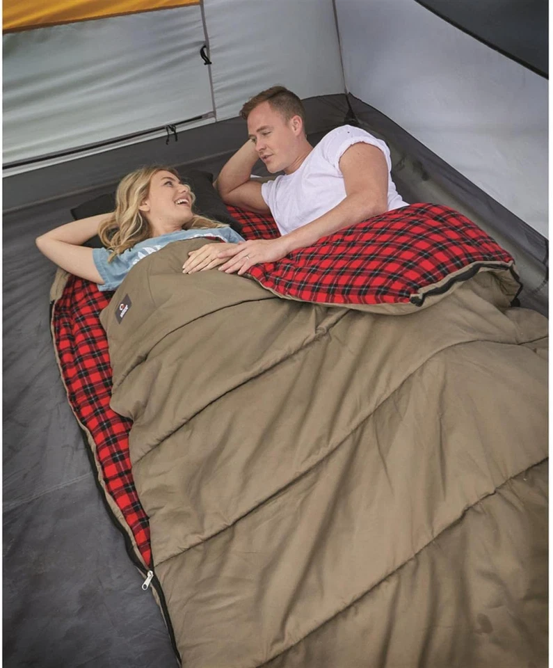 Nuevo saco de dormir cálido y ligero de lona de 0 grados para 2 personas clima frío camping Foto 1 de 4