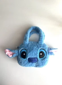 Stitch Plush Handbag Short Handles, Removable Shoulder Strap Blue 8x6x2 Inch - Picture 1 of 7