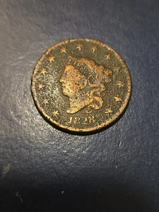 1828 SWD UNITED STATES LARGE 1 CENT COPPER PENNY LIBERTY HEAD COIN - Picture 1 of 4