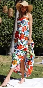Skies Are Blue Isabel maxi abito floreale a strati estivo giardino resort boho L - Foto 1 di 5