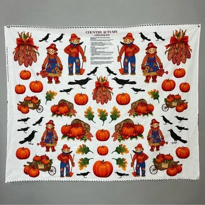 Panel de tela artesanal vintage con apliques de otoño sin costura Halloween Acción de Gracias #K31 Foto 1 de 4