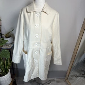 Torrid Women’s Plus 1 ~ Ivory Wool Blend Long Pea Coat - Picture 1 of 16